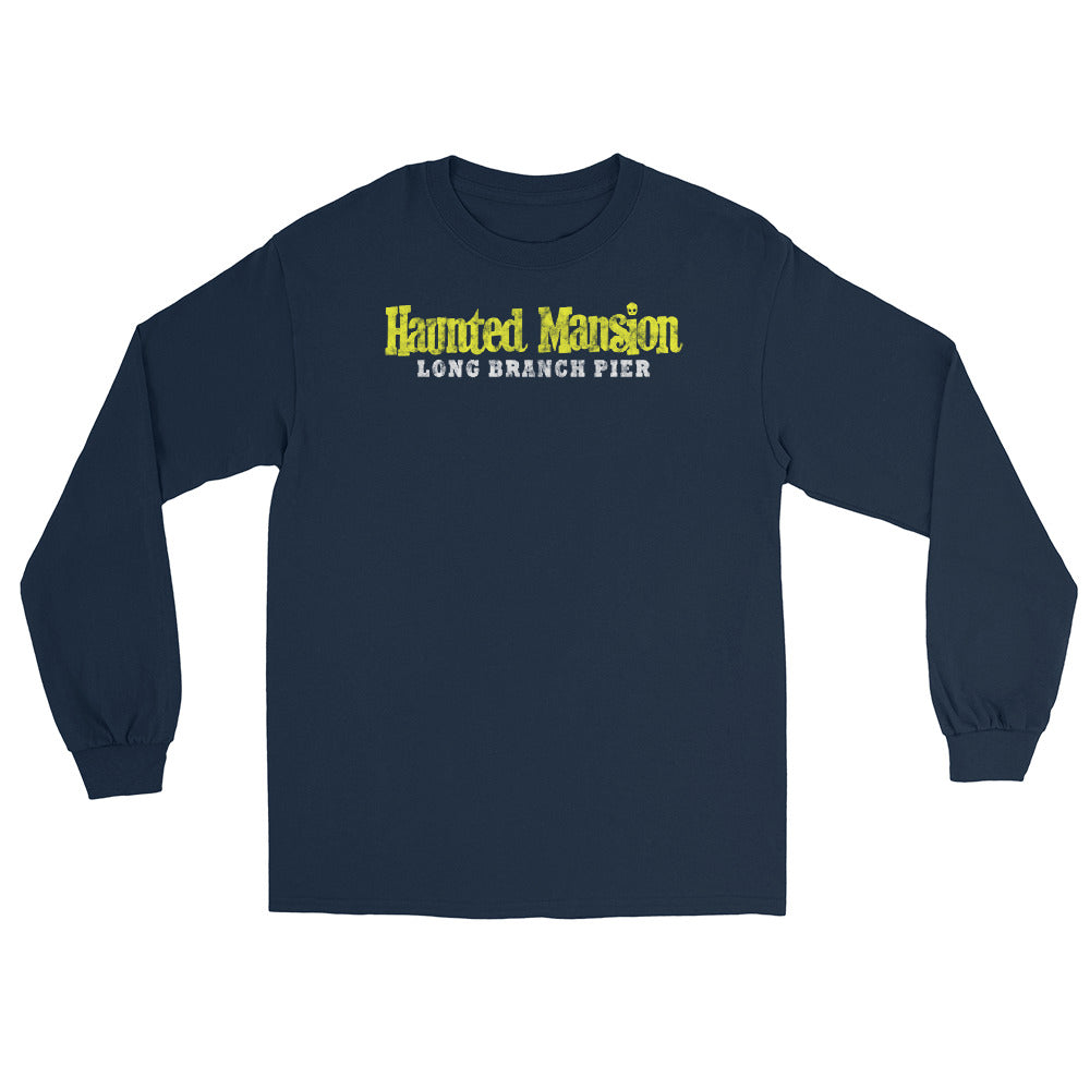 Haunted Mansion Long Branch NJ vintage long sleeve shirt, Navy, front