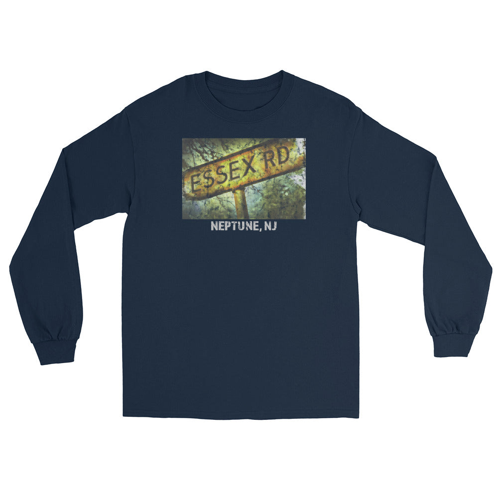 Essex Rd. Neptune NJ vintage long sleeve shirt, Navy, front
