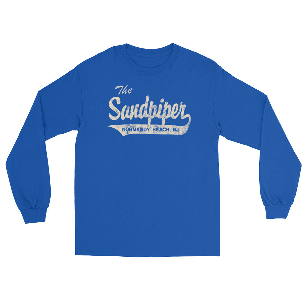 The Sandpiper Normandy Beach NJ vintage long sleeve shirt, Royal, front