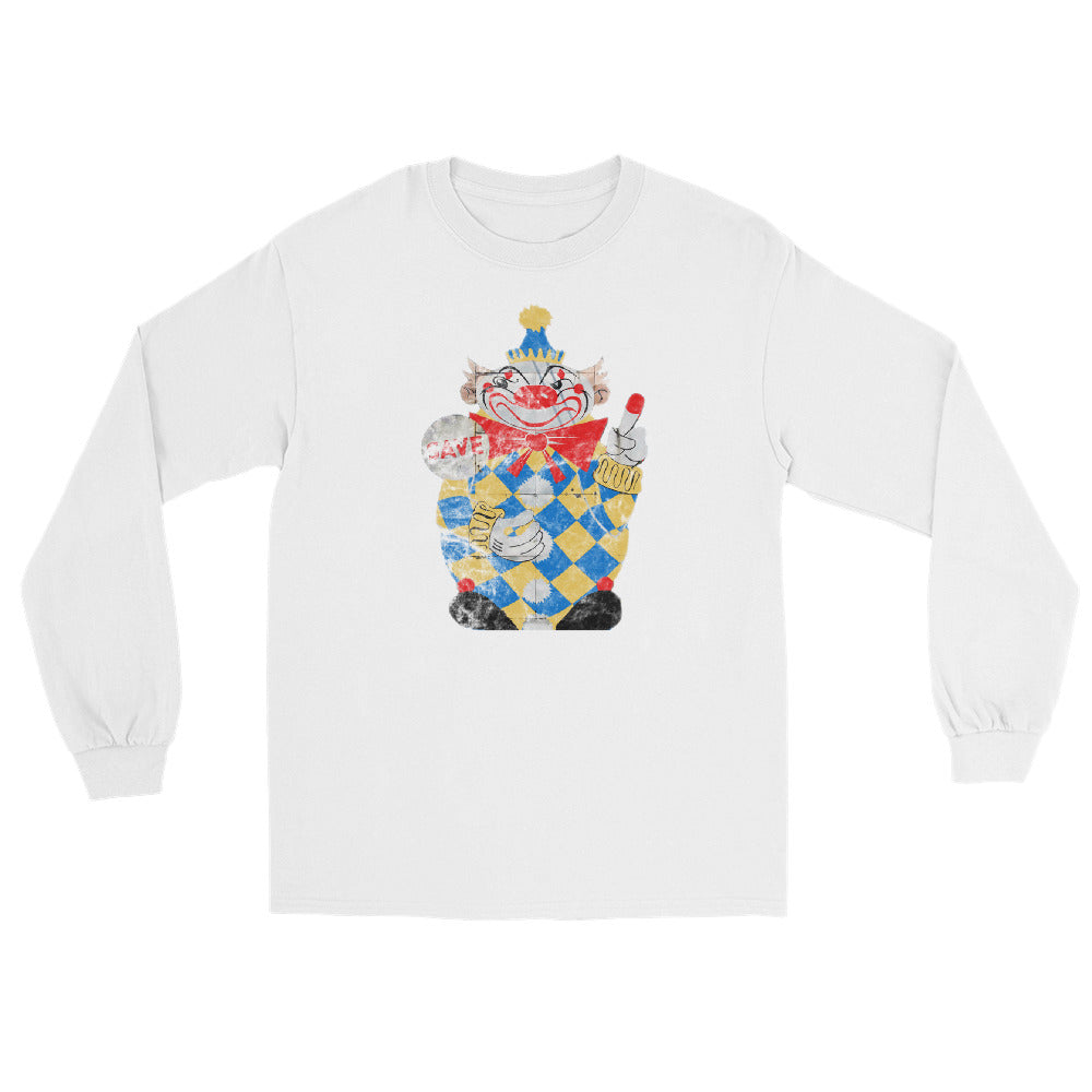 Calico The Evil Clown / Food Circus Middletown NJ vintage long sleeve shirt, White, front