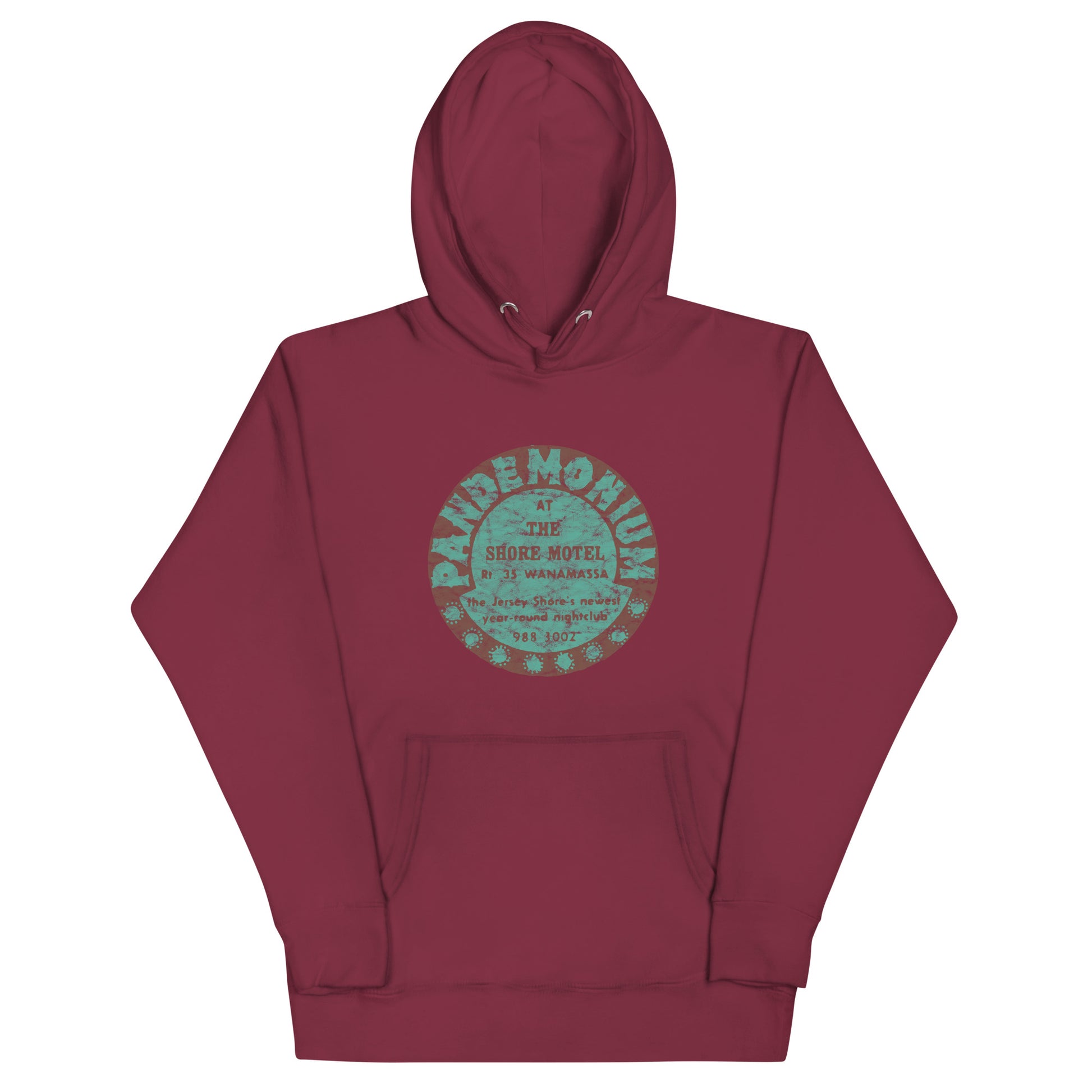 Pandemonium (at the Shore Motel) - WANAMASSA - Unisex Hoodie Maroon