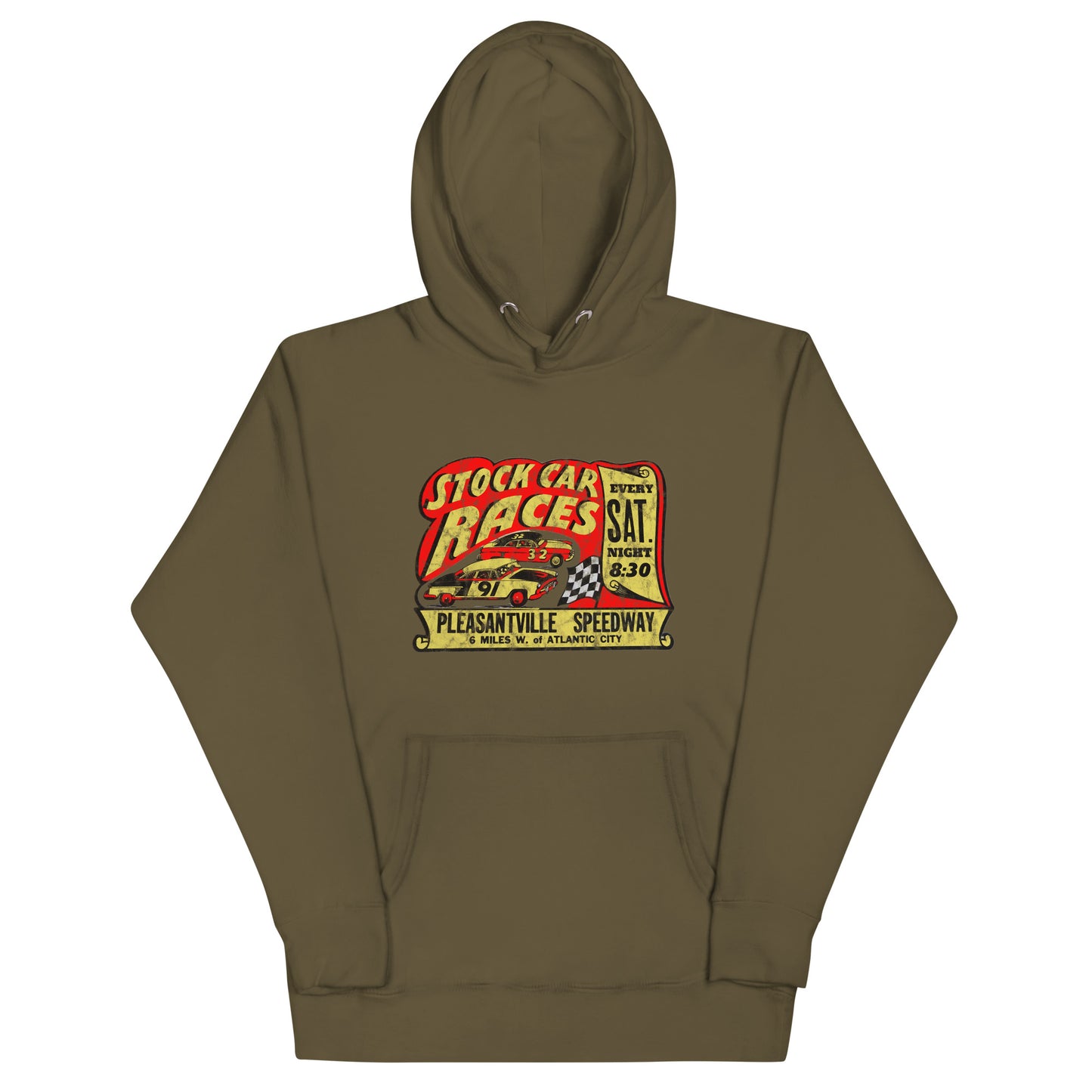 Pleasantville Speedway - PLEASANTVILLE - Unisex Hoodie Military Green