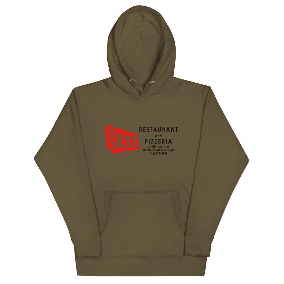 Sacco's Restaurant & Pizzaria - DEAL - Unisex Hoodie Military Green
