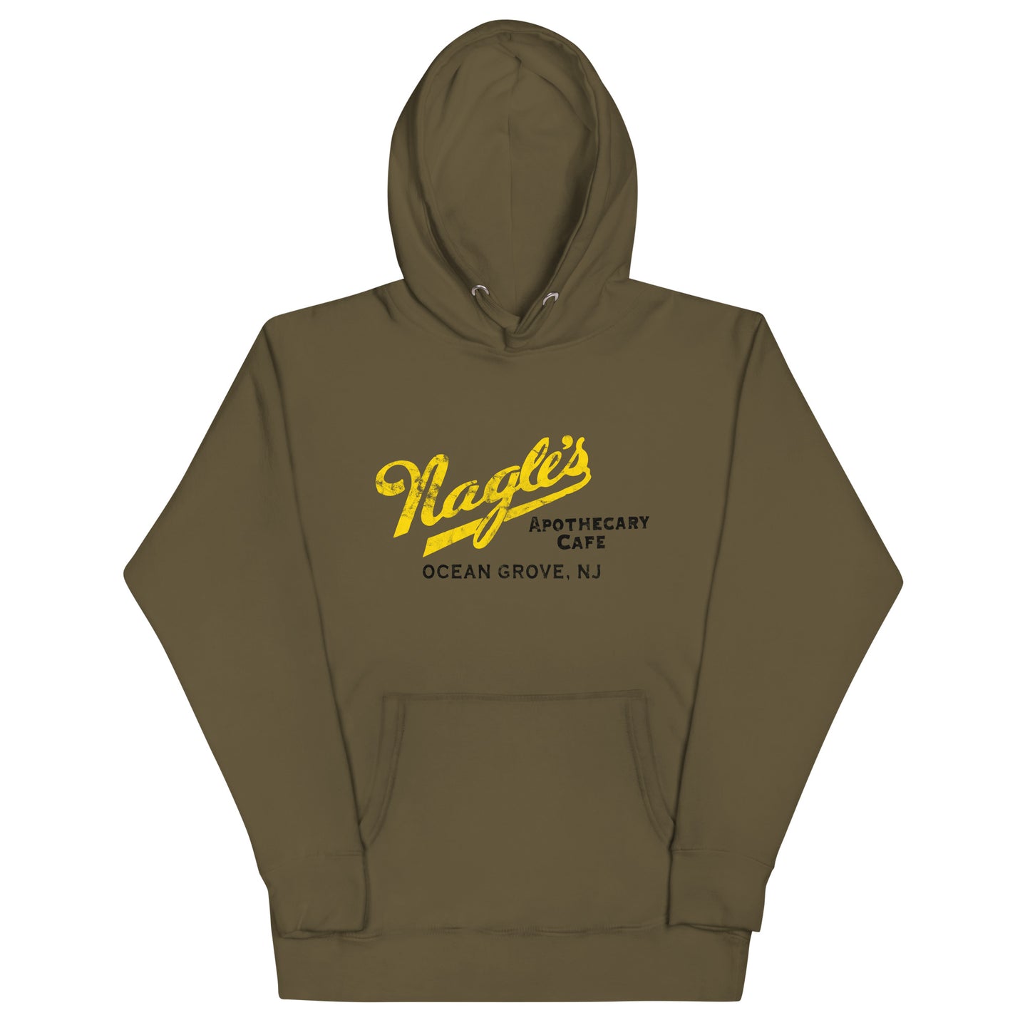Nagle's Apothecary Cafe - OCEAN GROVE - Unisex Hoodie Military Green