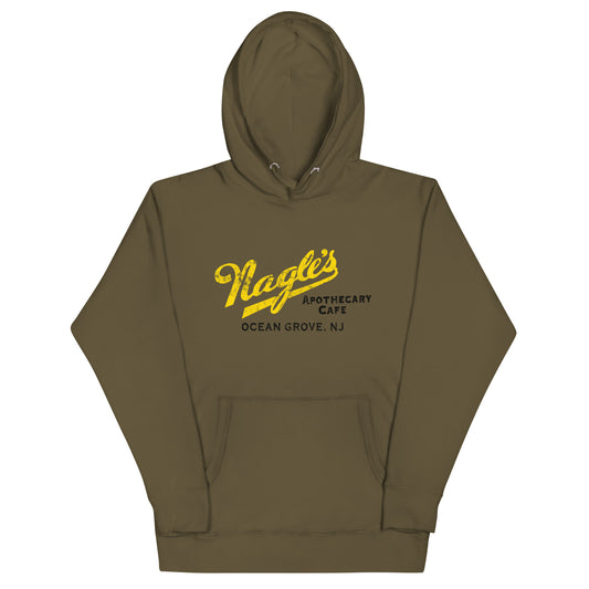 Nagle's Apothecary Cafe - OCEAN GROVE - Unisex Hoodie Military Green