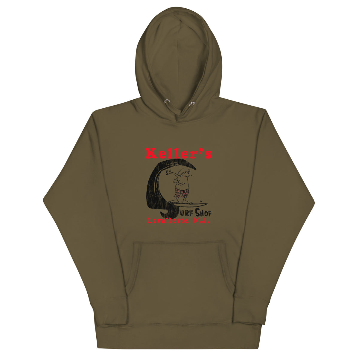 Keller's Surf Shop - LAVALLETTE - Unisex Hoodie Military Green
