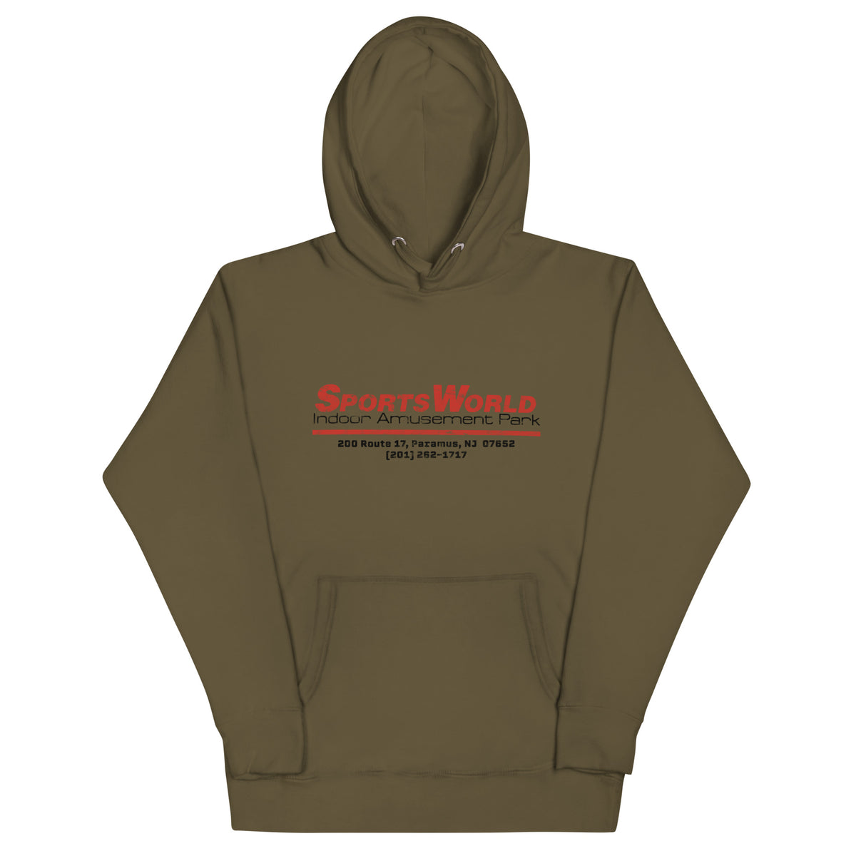 SportsWorld Indoor Amusement Park - PARAMUS - Unisex Hoodie Military Green
