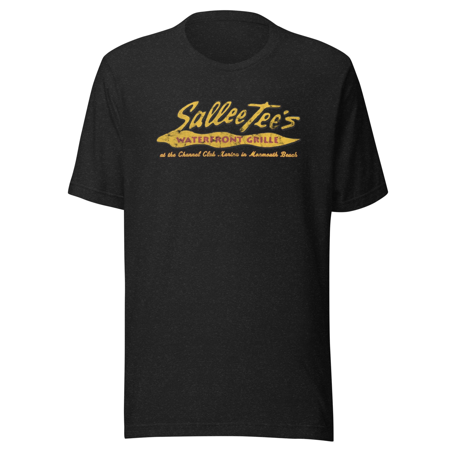 Sallee Tee's Waterfront Grill - MONMOUTH BEACH - Unisex t-shirt Black Heather