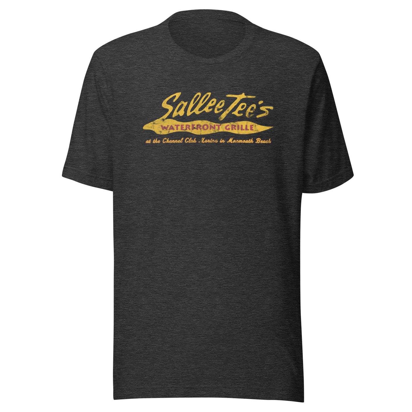 Sallee Tee's Waterfront Grill - MONMOUTH BEACH - Unisex t-shirt Dark Grey Heather