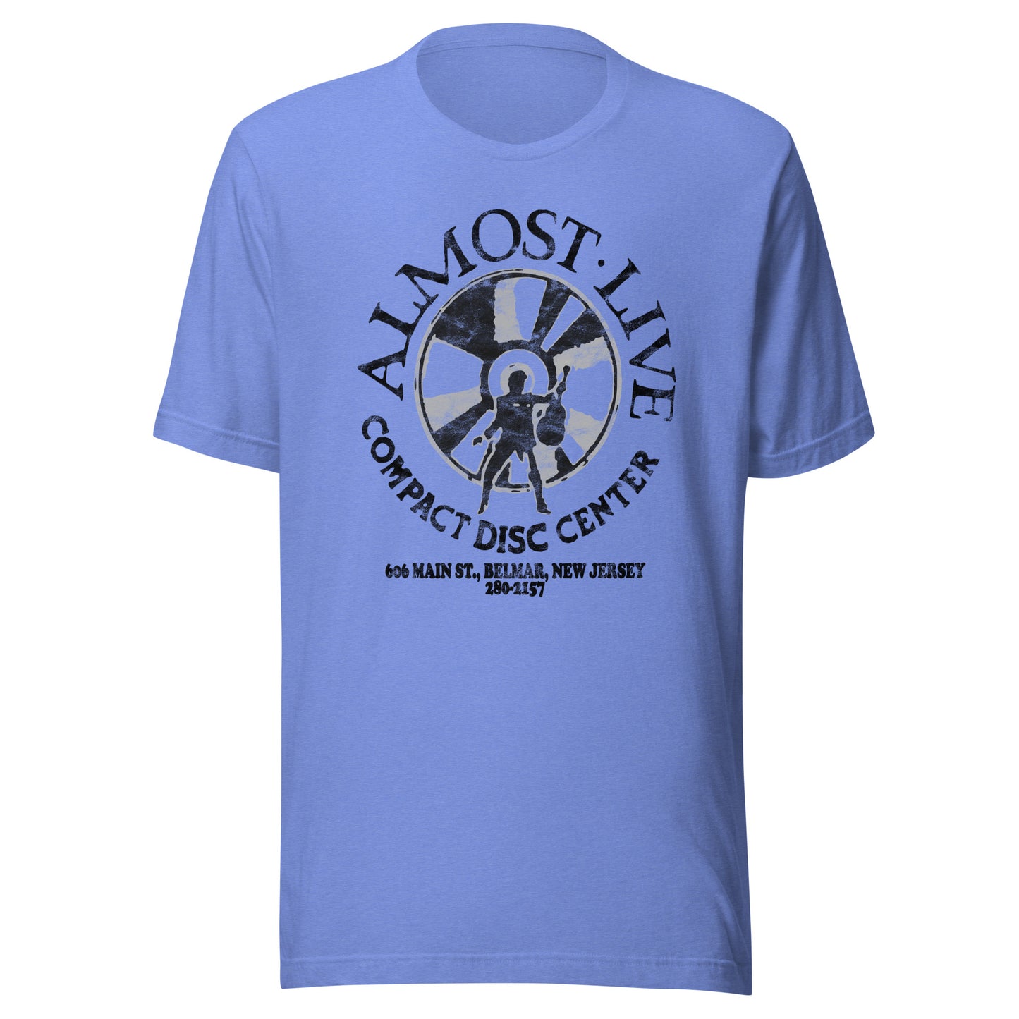 Almost Live Compact Disc Center - BELMAR - Unisex t-shirt Heather Columbia Blue