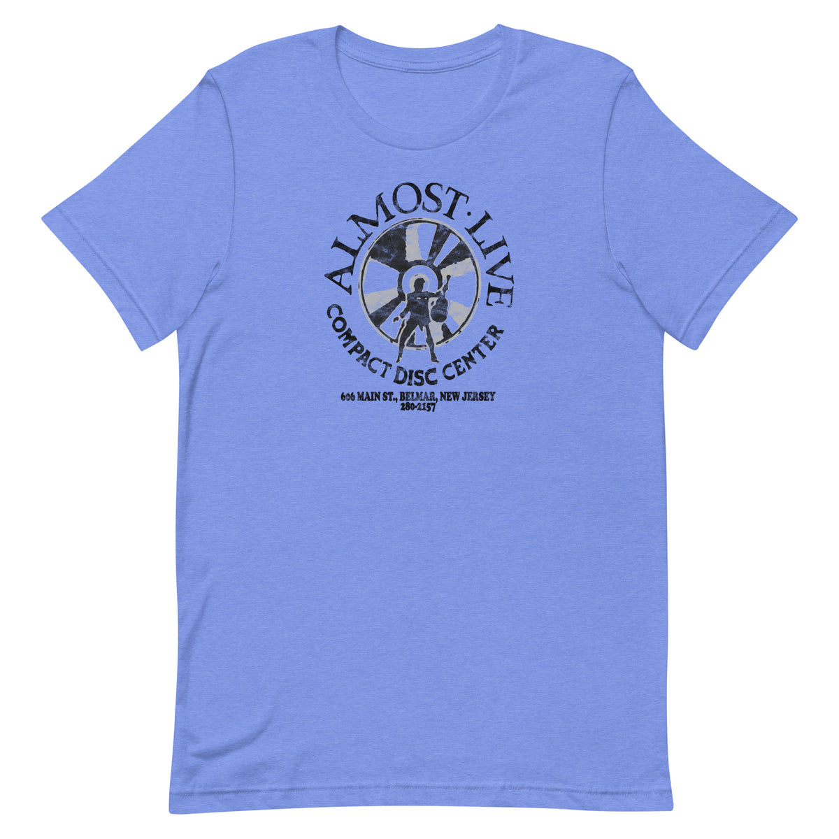 Almost Live Compact Disc Center - BELMAR - Unisex t-shirt Heather Columbia Blue