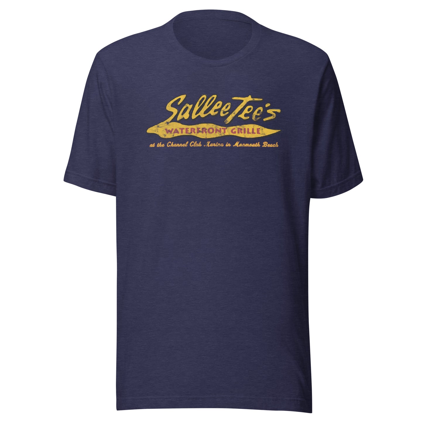 Sallee Tee's Waterfront Grill - MONMOUTH BEACH - Unisex t-shirt Heather Midnight Navy