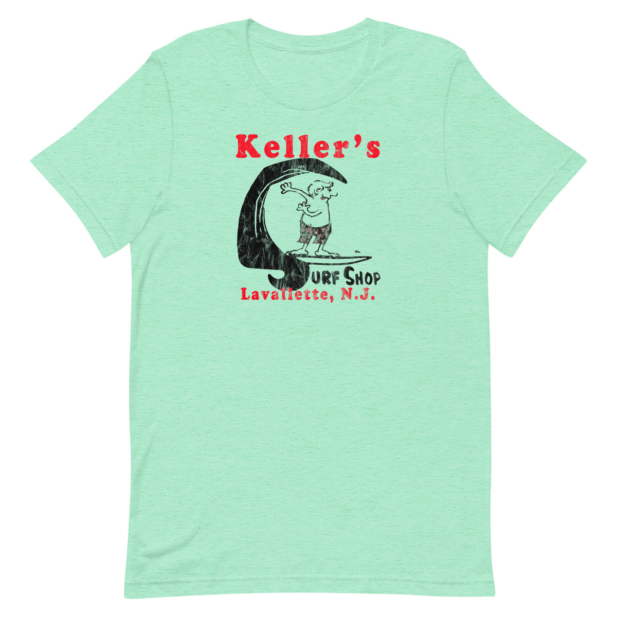 Keller's Surf Shop - LAVALLETTE - Unisex t-shirt Heather Mint