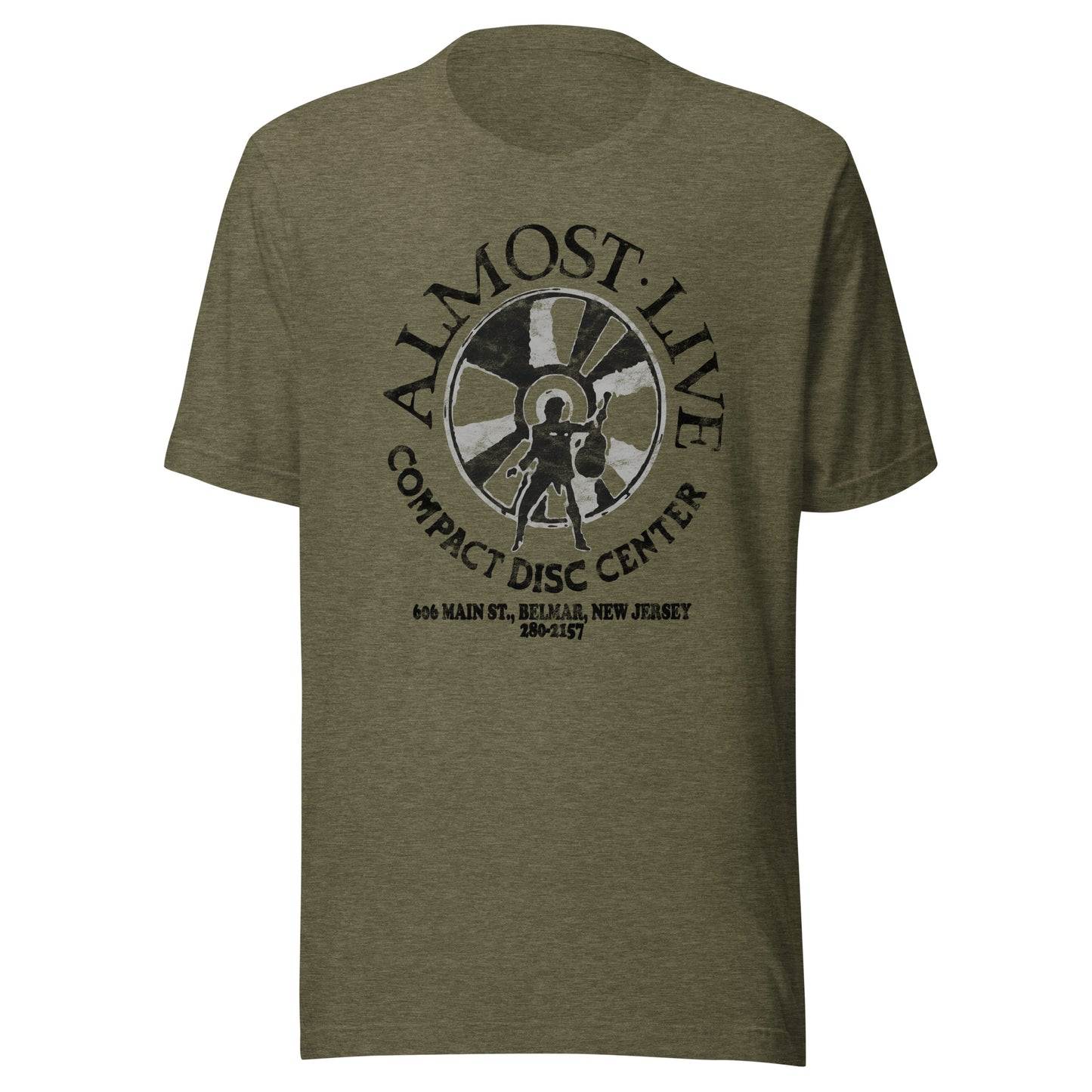 Almost Live Compact Disc Center - BELMAR - Unisex t-shirt Heather Olive