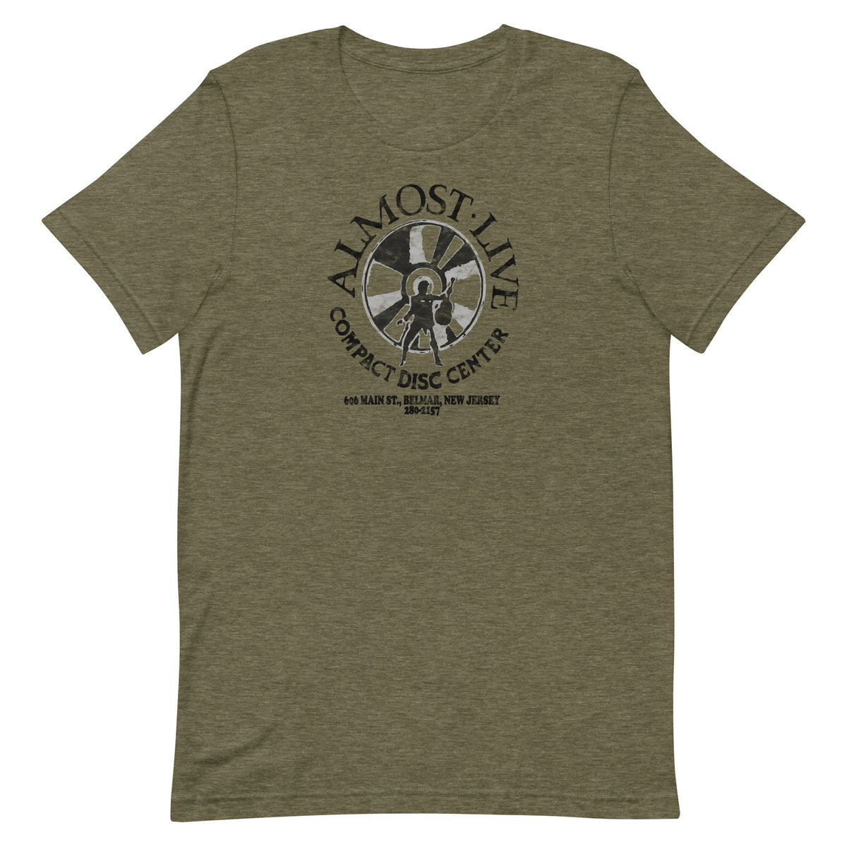 Almost Live Compact Disc Center - BELMAR - Unisex t-shirt Heather Olive