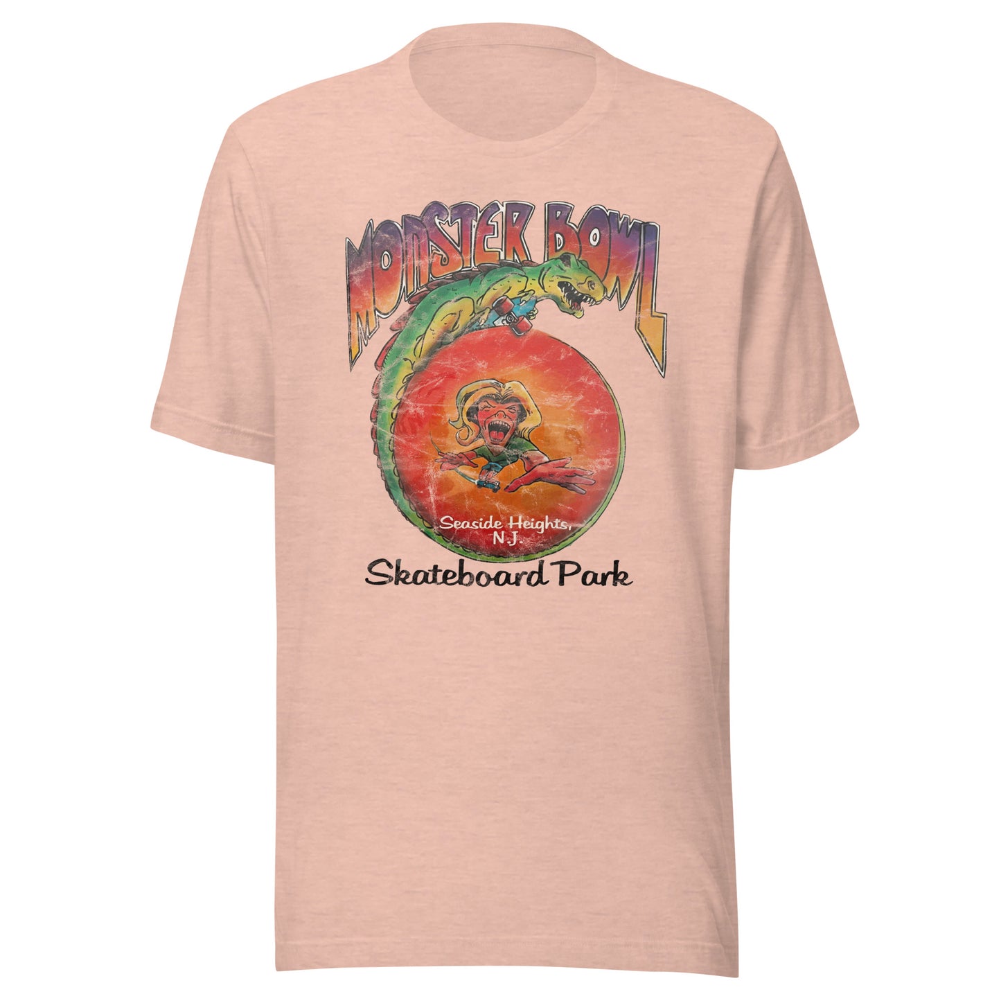 Monster Bowl Skateboard Park - SEASIDE HEIGHTS - Unisex t-shirt Heather Prism Peach