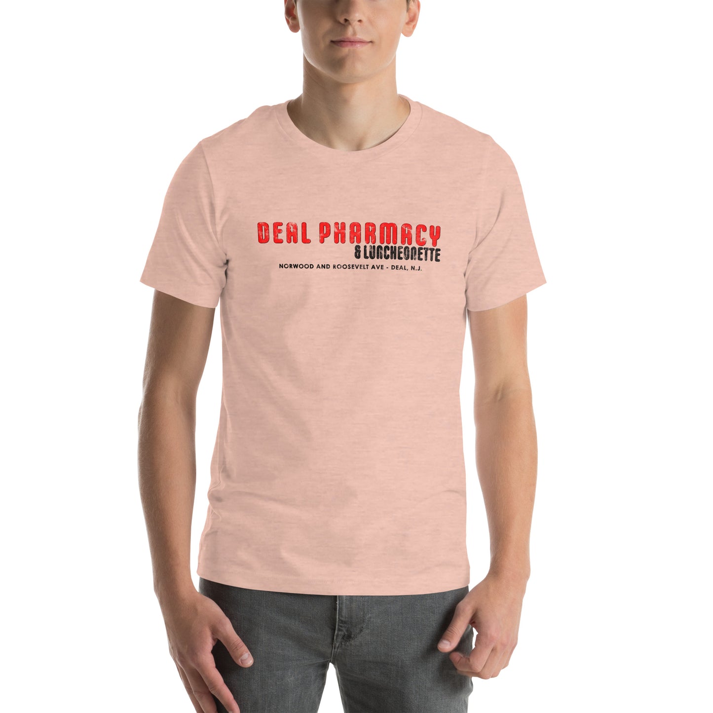 Deal Pharmacy & Luncheonette - DEAL - Unisex t-shirt Heather Prism Peach