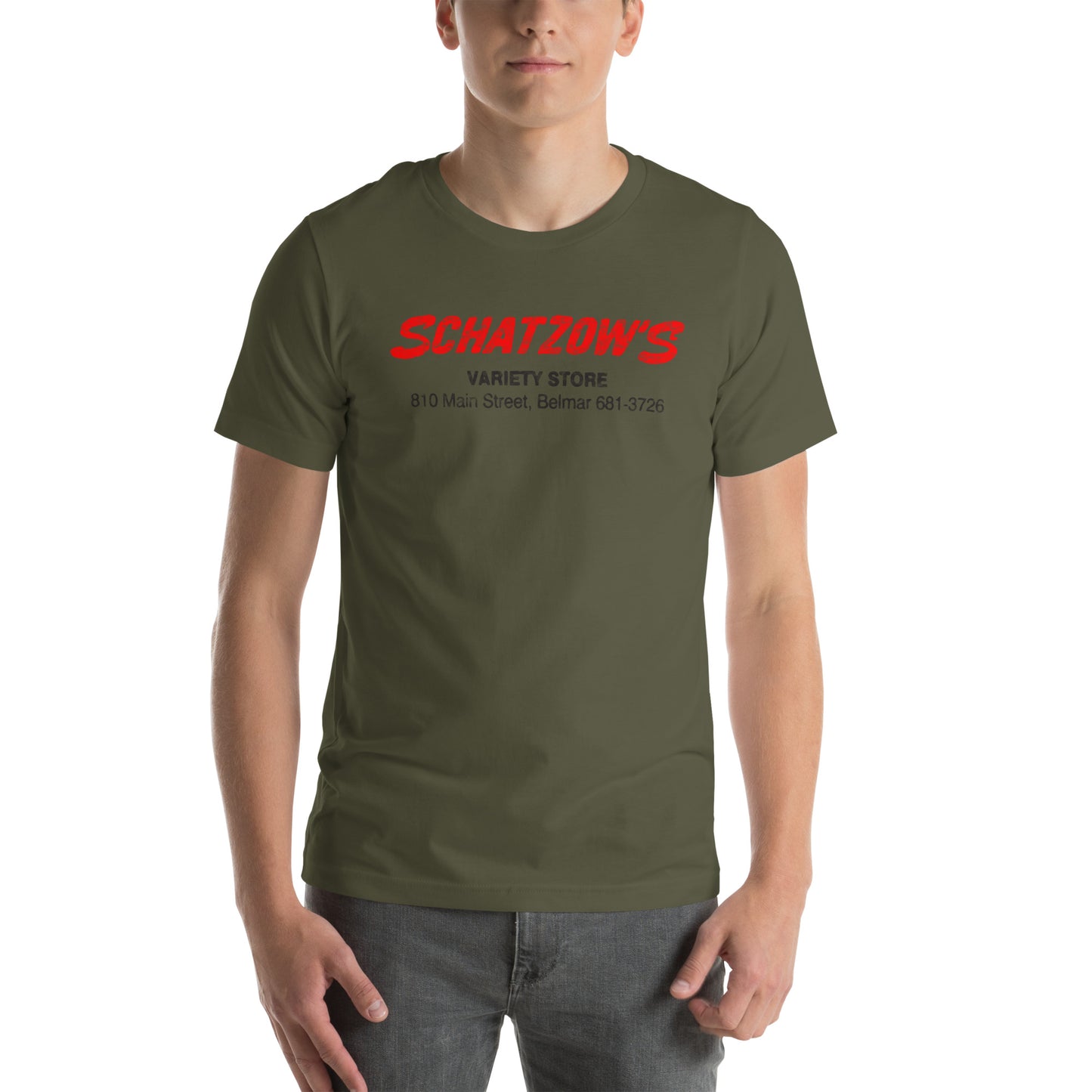 Schatzow's Variety Store - BELMAR - Unisex t-shirt Military Green