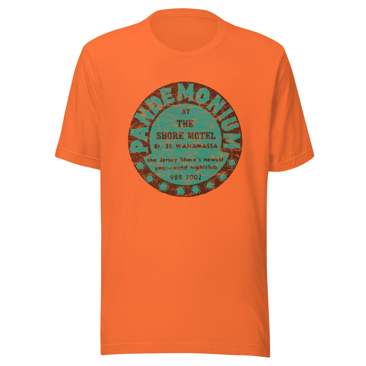 Pandemonium (at the Shore Motel) - WANAMASSA - Unisex t-shirt Orange