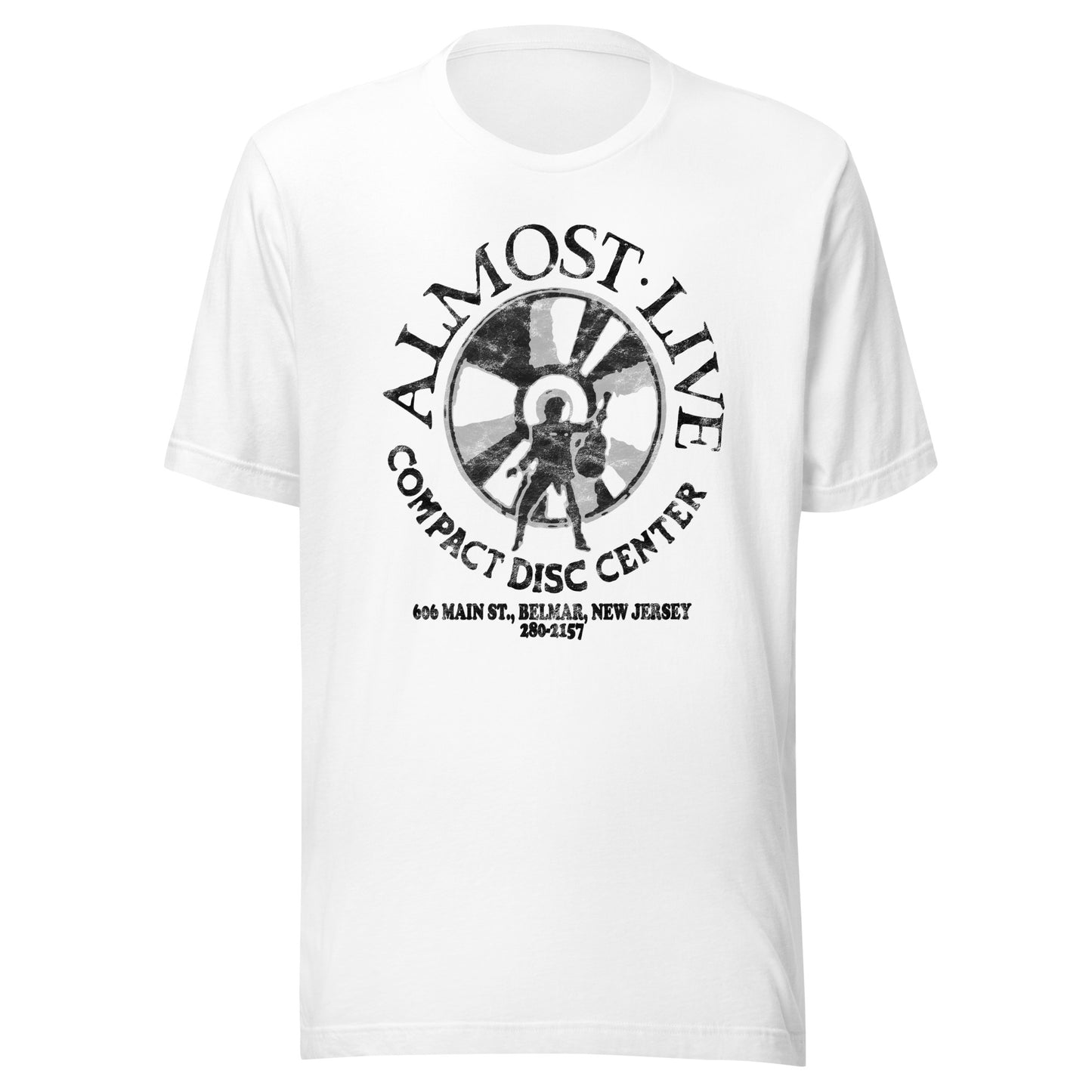 Almost Live Compact Disc Center - BELMAR - Unisex t-shirt White