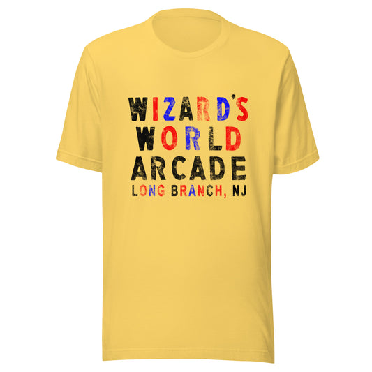 Wizard's World Arcade - LONG BRANCH - Unisex t-shirt Yellow