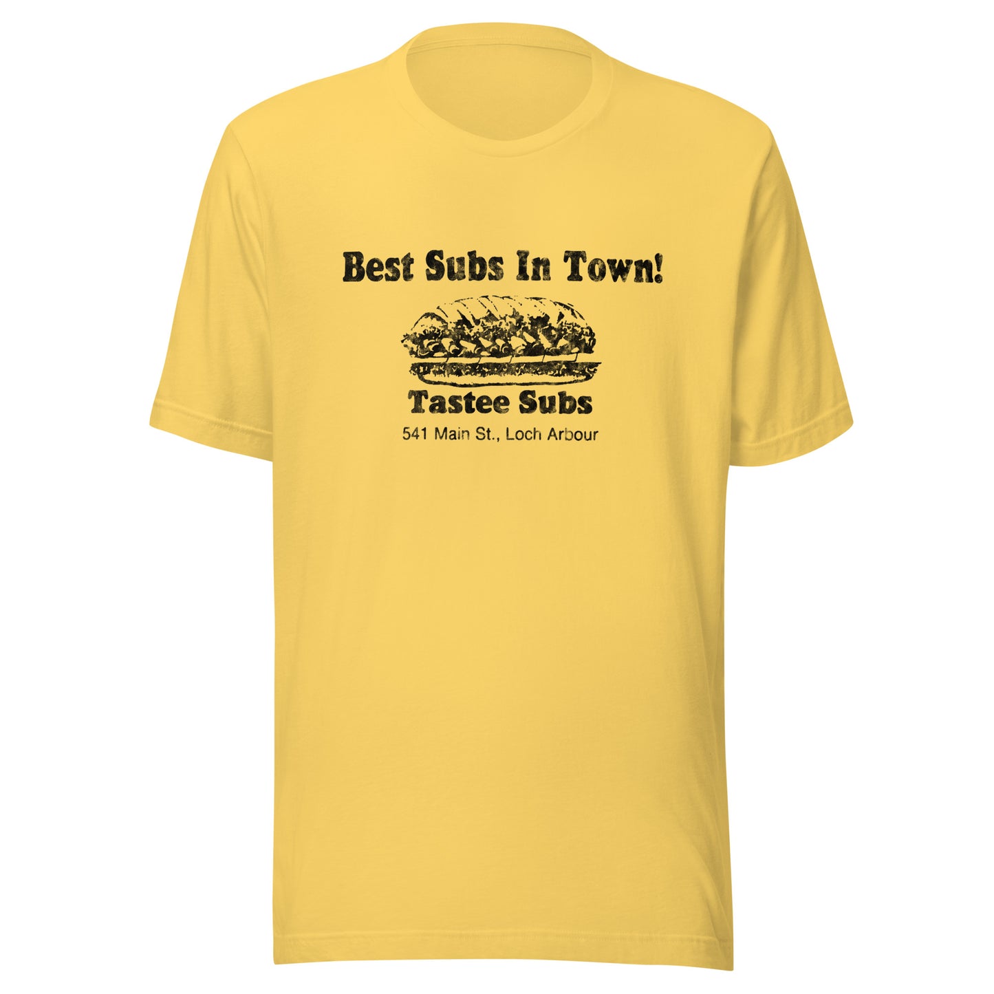 Tastee Subs - LOCH ARBOUR / ALLENHURST - Unisex t-shirt Yellow