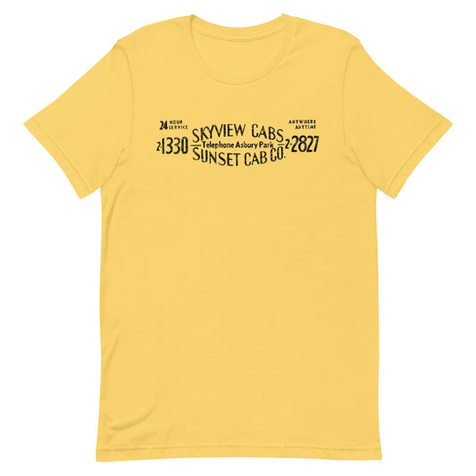 Skyview Cabs / Sunset Cab Co. - ASBURY PARK - Unisex t-shirt Yellow