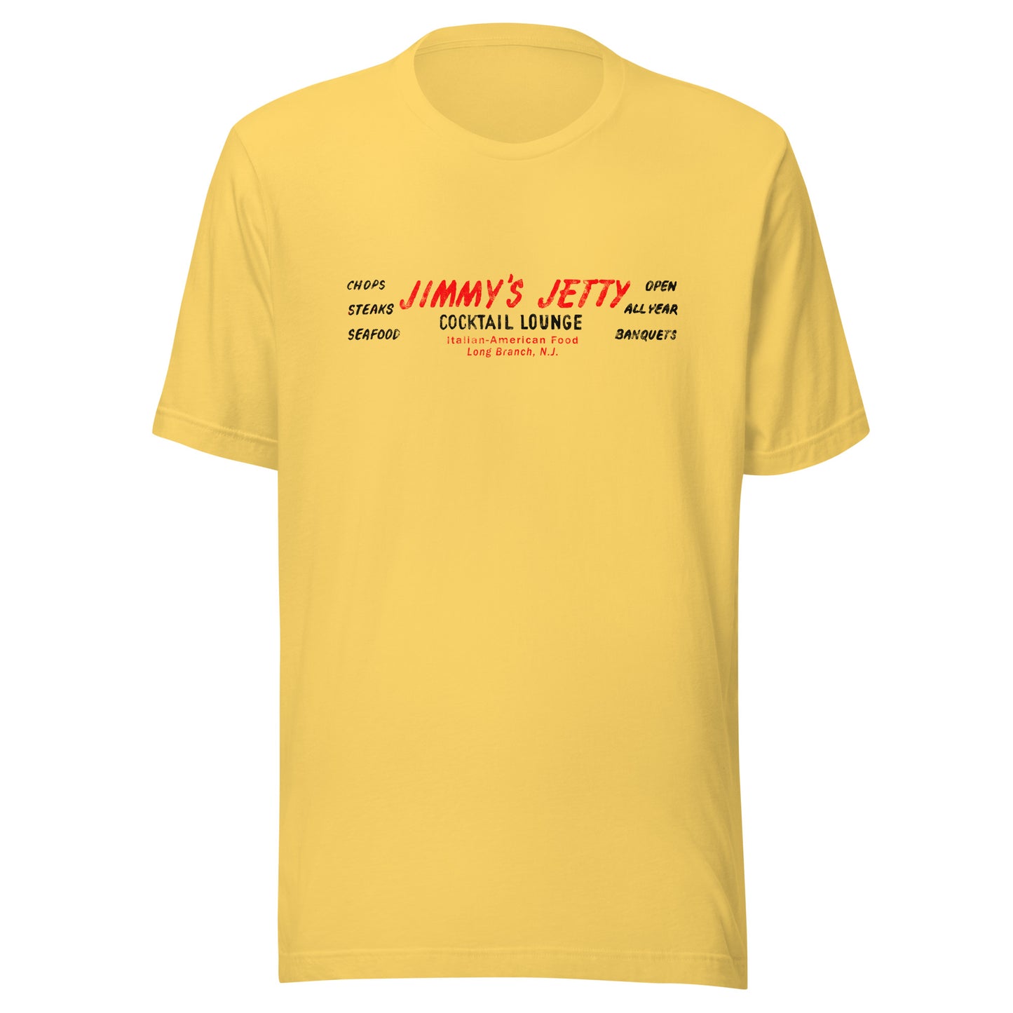 Jimmy's Jetty - LONG BRANCH - Unisex t-shirt Yellow