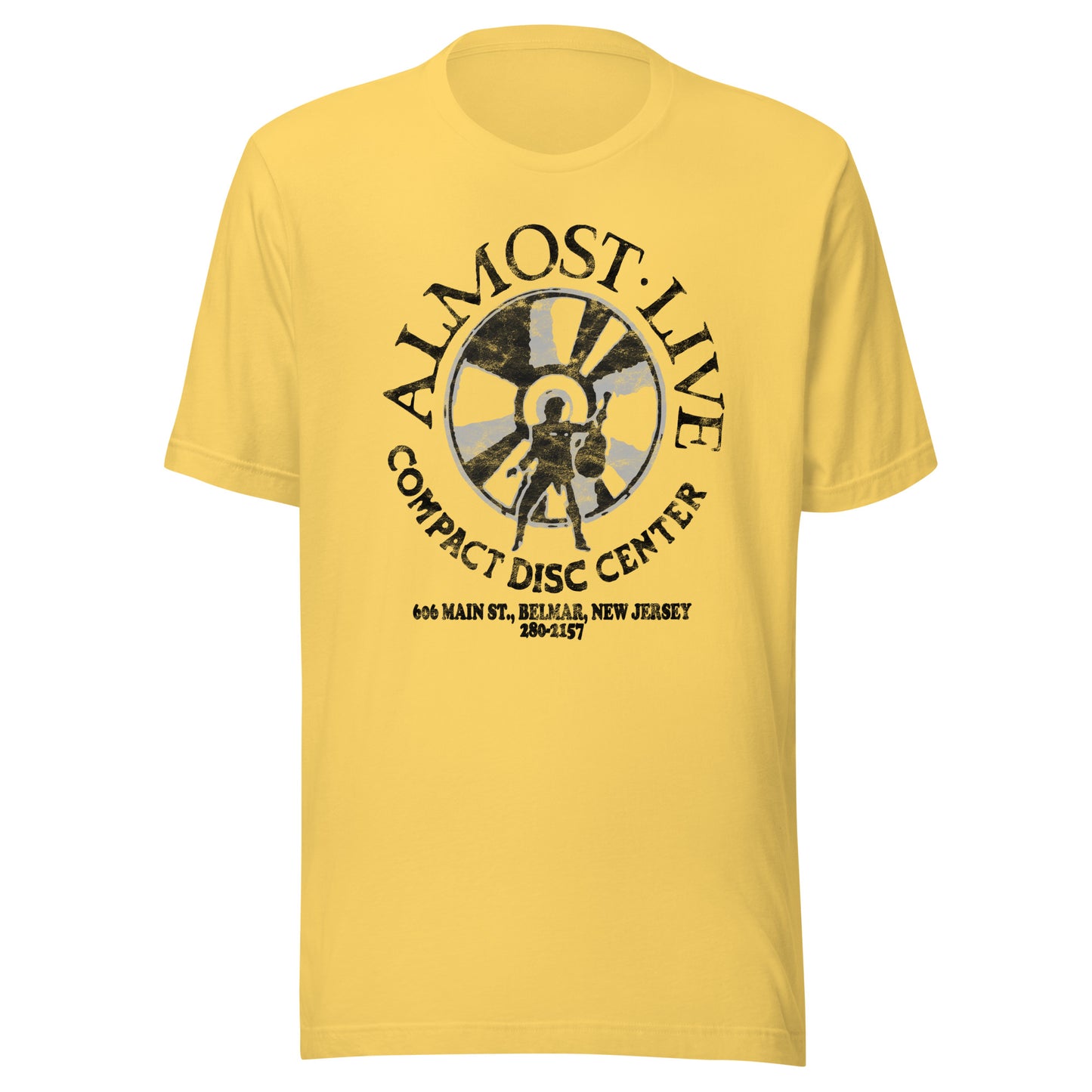 Almost Live Compact Disc Center - BELMAR - Unisex t-shirt Yellow