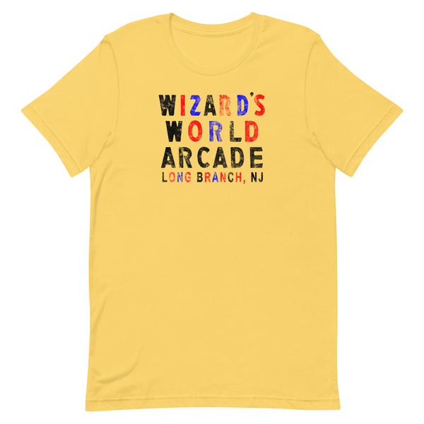 Wizard's World Arcade - LONG BRANCH - Unisex t-shirt Yellow