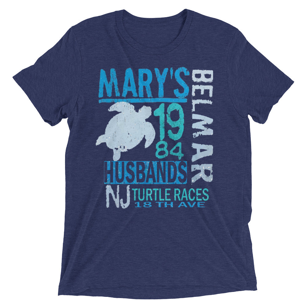 Mary's Husband's Pub (Turtle Races '84) - Belmar - Short Sleeve T-Shirt Navy Triblend / L