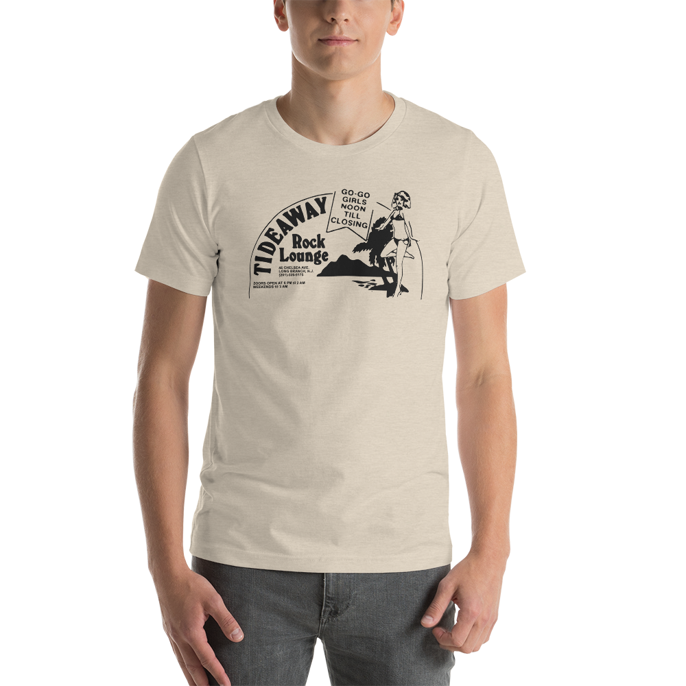 Tideaway Rock Lounge - LONG BRANCH - Short-Sleeve Unisex T-Shirt Heather Dust