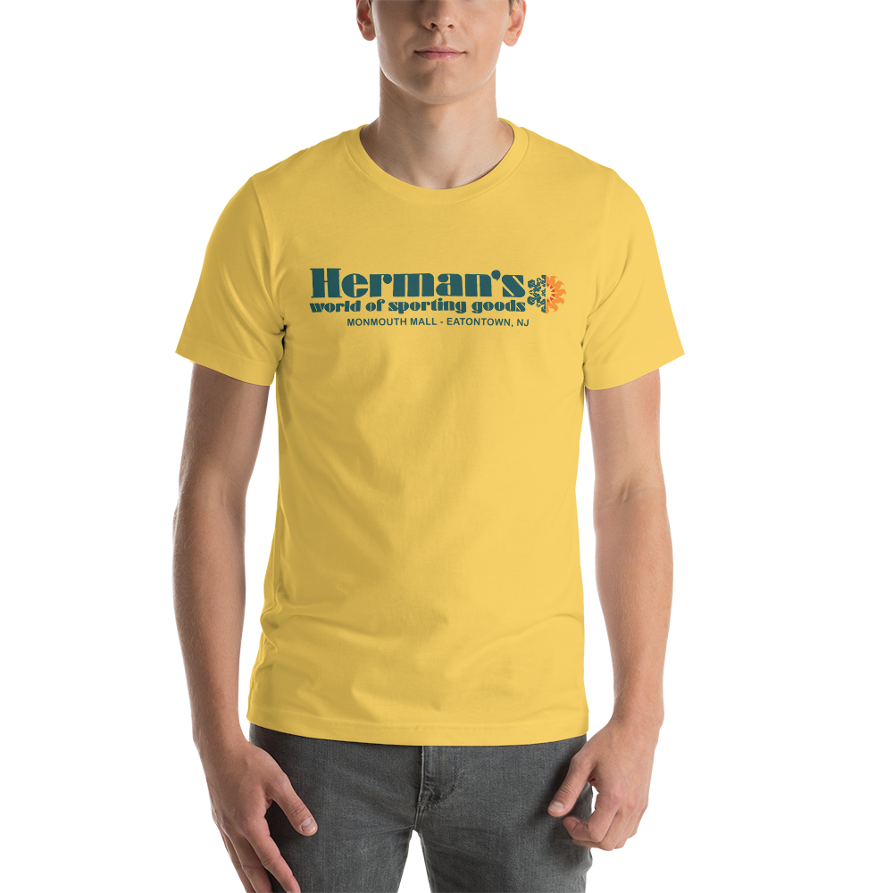 Herman's World of Sporting Goods - MONMOUTH MALL - Short-Sleeve Unisex T-Shirt Yellow