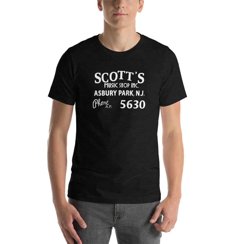 Scott's Music Shop - ASBURY PARK - Short-Sleeve Unisex T-Shirt Black Heather