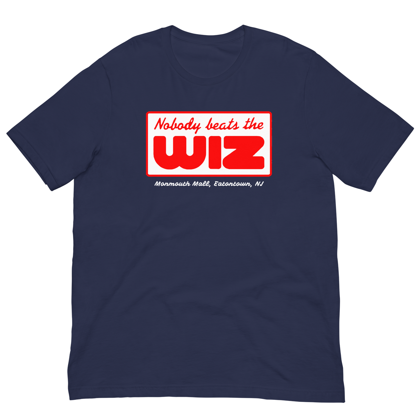 Nobody Beats The Wiz - EATONTOWN - MONMOUTH MALL - Unisex t-shirt Navy