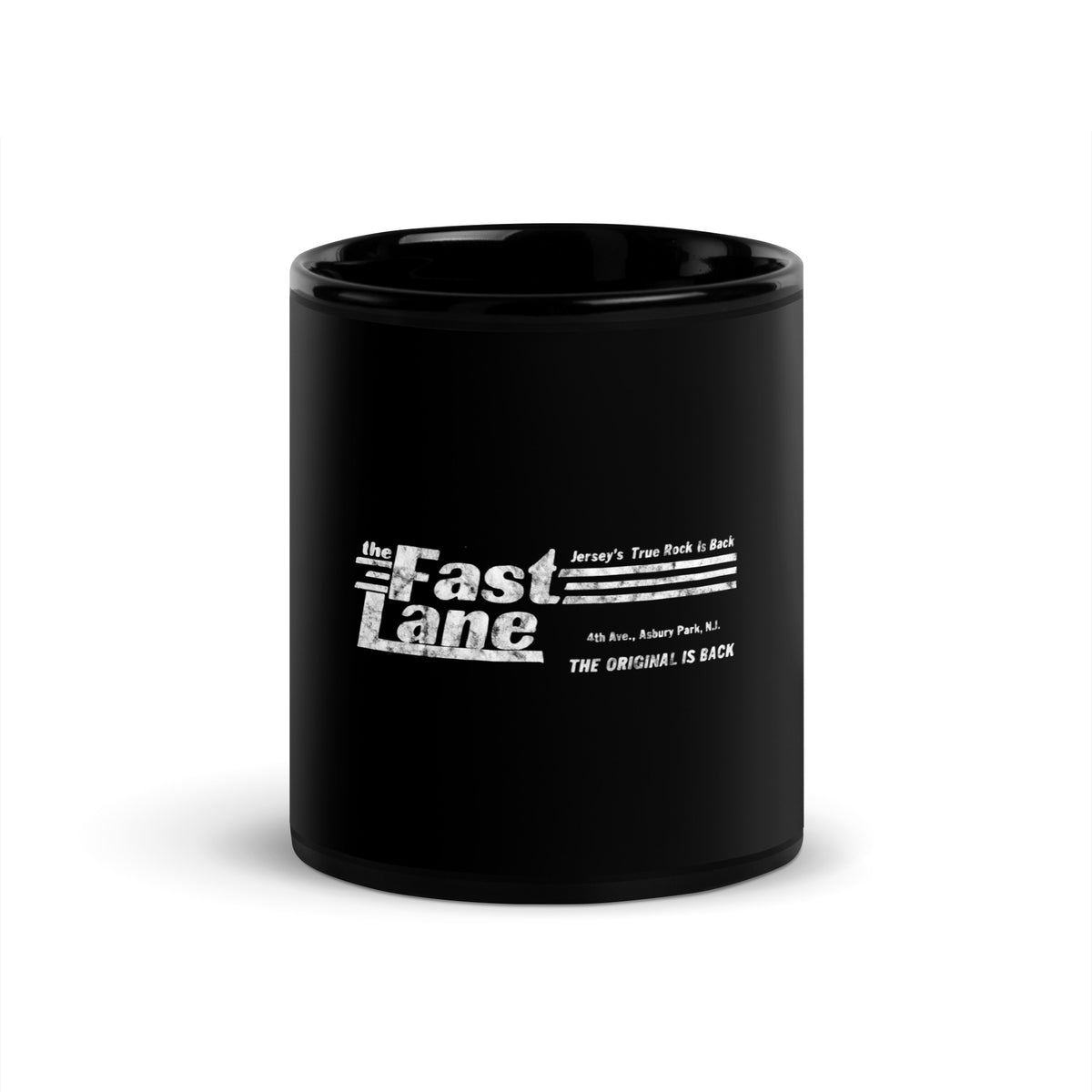 The Fast Lane (White Logo) - ASBURY PARK - Black Glossy Mug