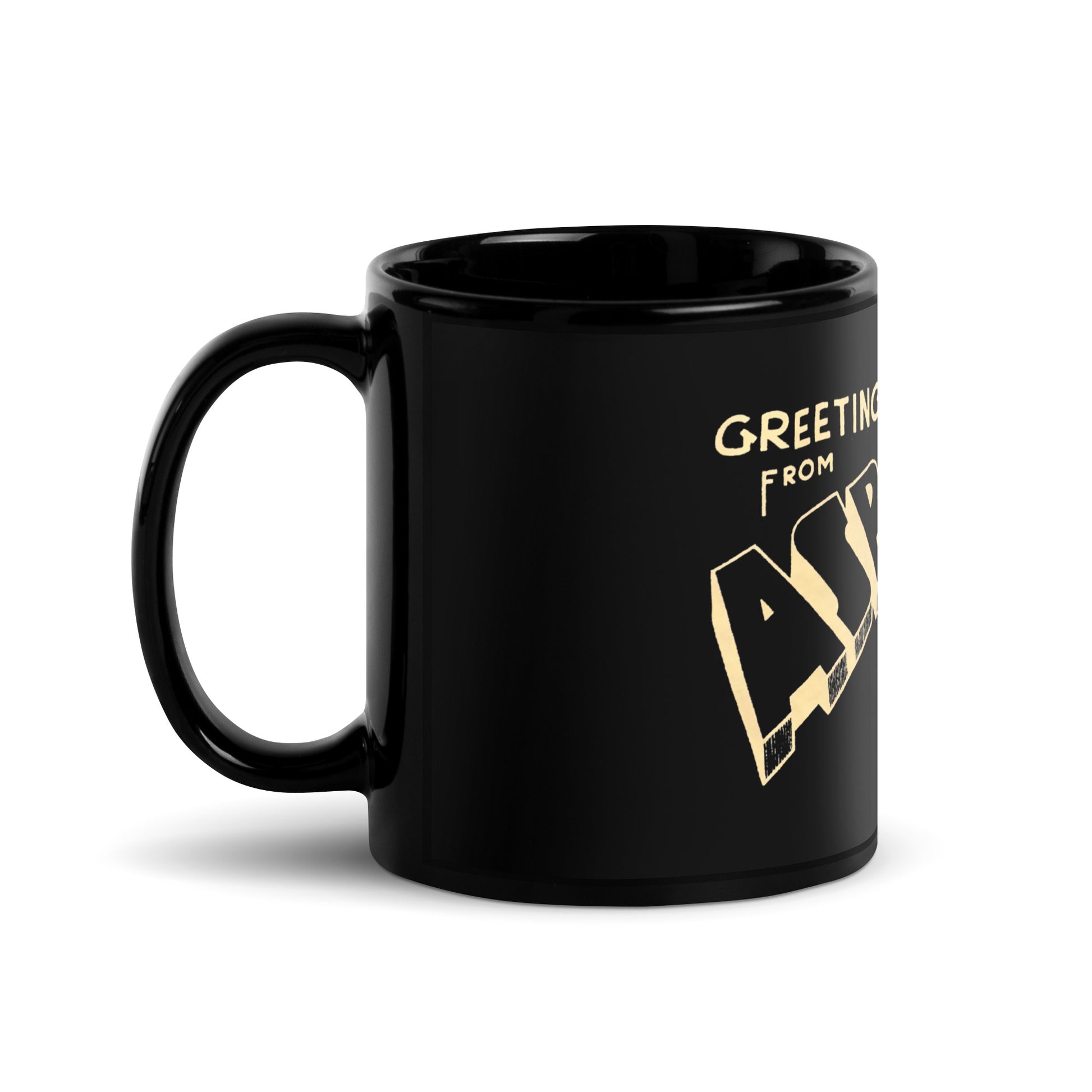 Greetings from Asbury Park - Black Glossy Mug 11oz