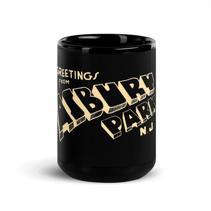 Greetings from Asbury Park - Black Glossy Mug