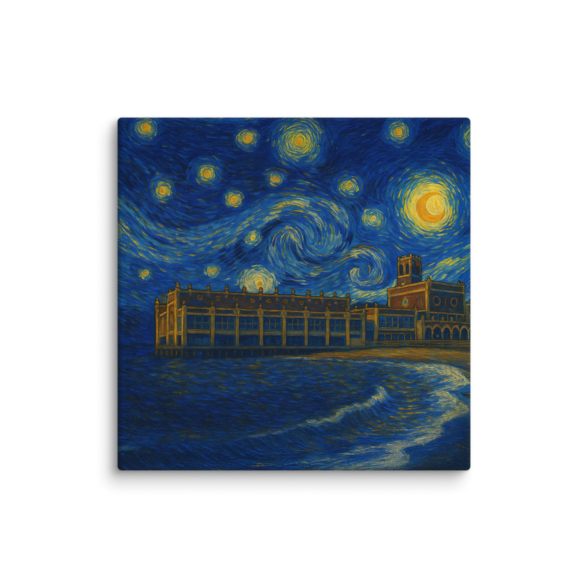 "Starry Night Over Asbury Park" - Canvas 14″×14″