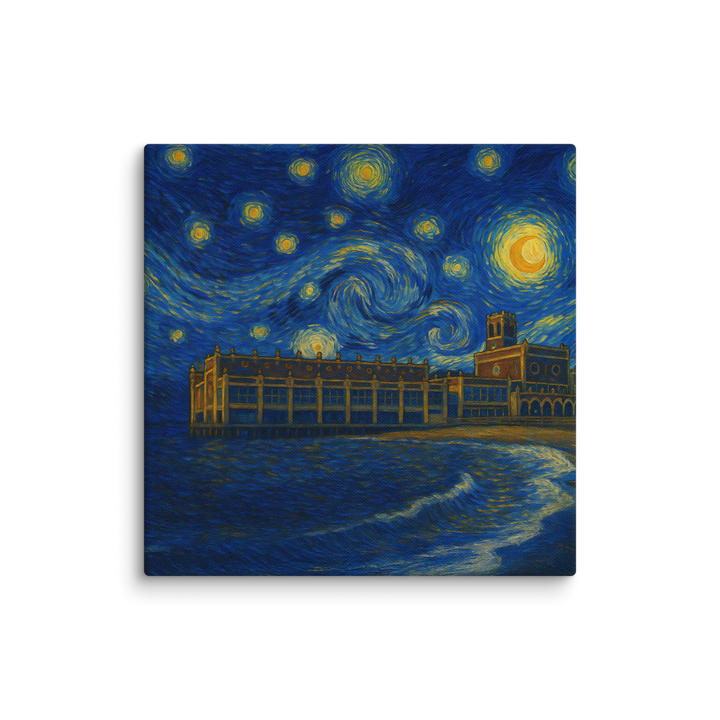 "Starry Night Over Asbury Park" - Canvas 14″×14″