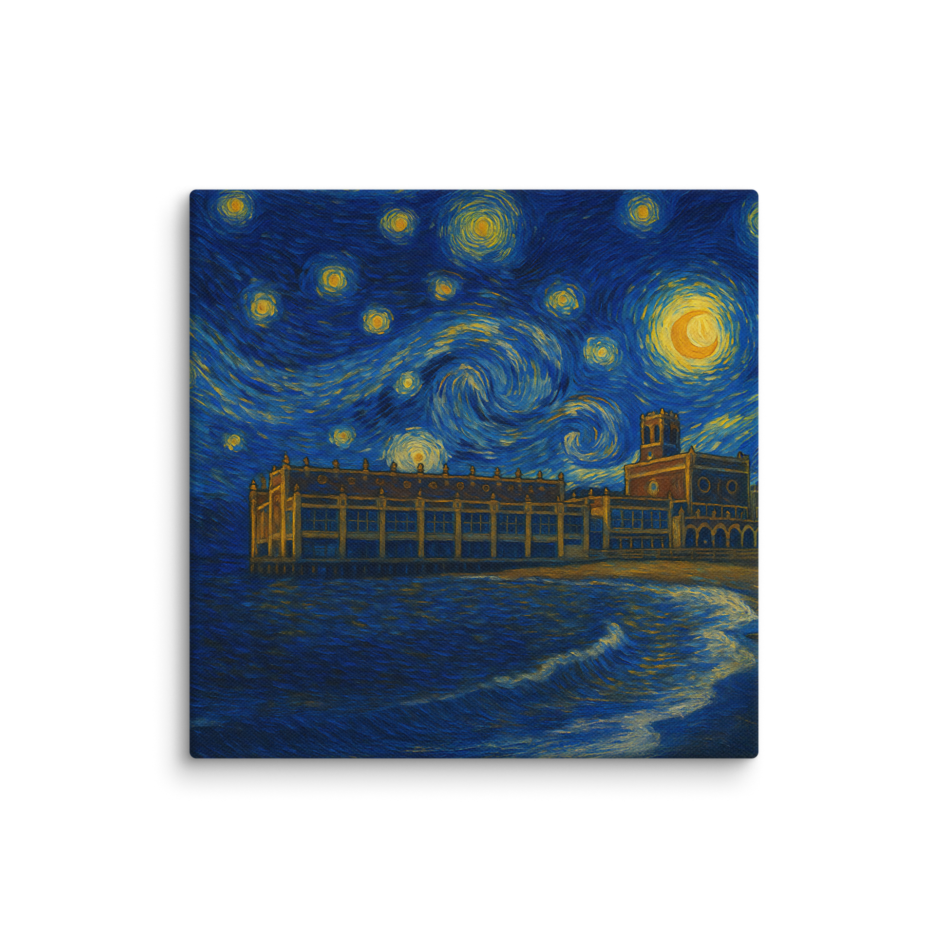 "Starry Night Over Asbury Park" - Canvas 14″×14″
