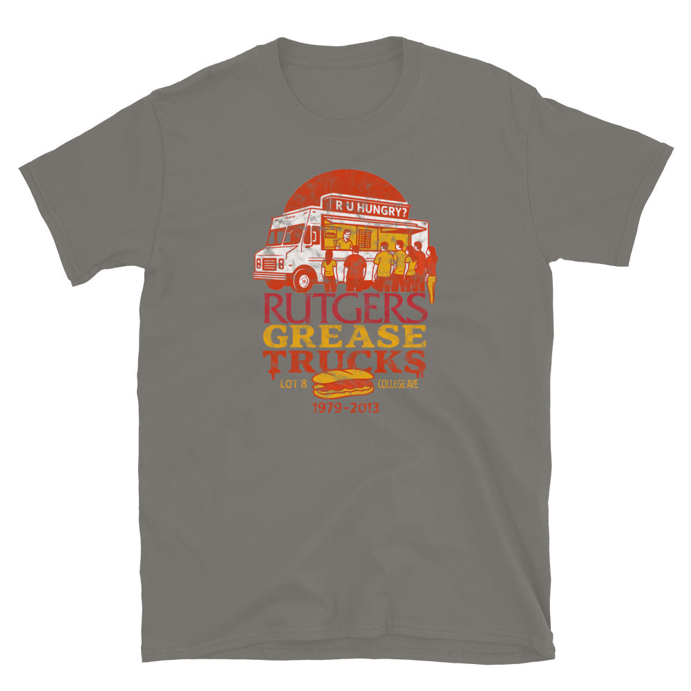 Rutgers Grease Trucks - NEW BRUNSWICK - Short-Sleeve Unisex T-Shirt Charcoal