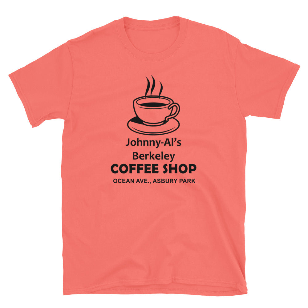 Johnny-Al's Berkeley Coffee Shop - ASBURY PARK - Short-Sleeve Unisex T-Shirt Coral Silk