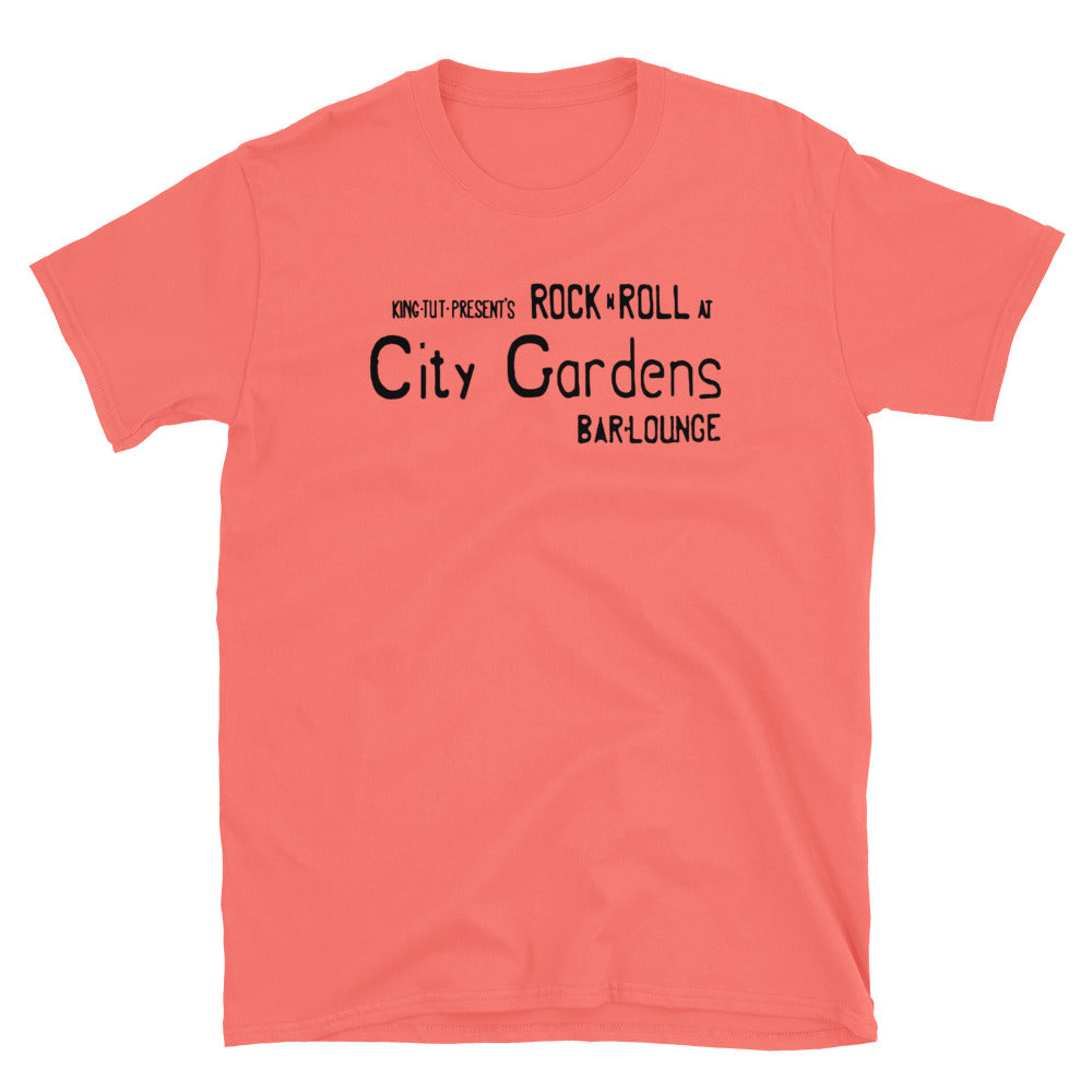 City Gardens Trenton NJ wall sign vintage t-shirt, Coral Silk, front