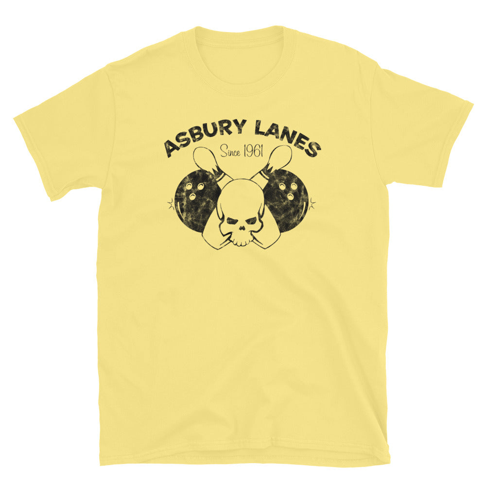 Asbury Lanes (Black) - ASBURY PARK - Short-Sleeve Unisex T-Shirt Cornsilk