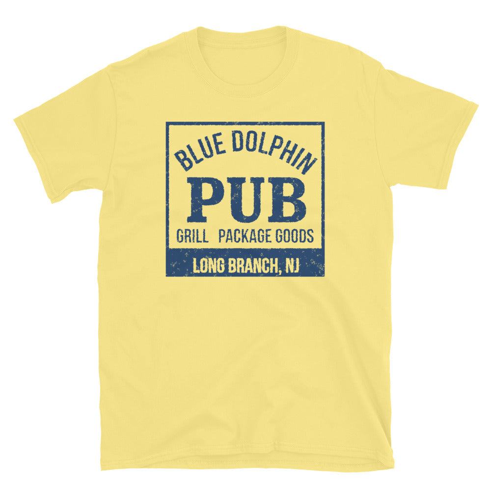Blue Dolphin Pub Long Branch NJ vintage t-shirt, cornsilk, front