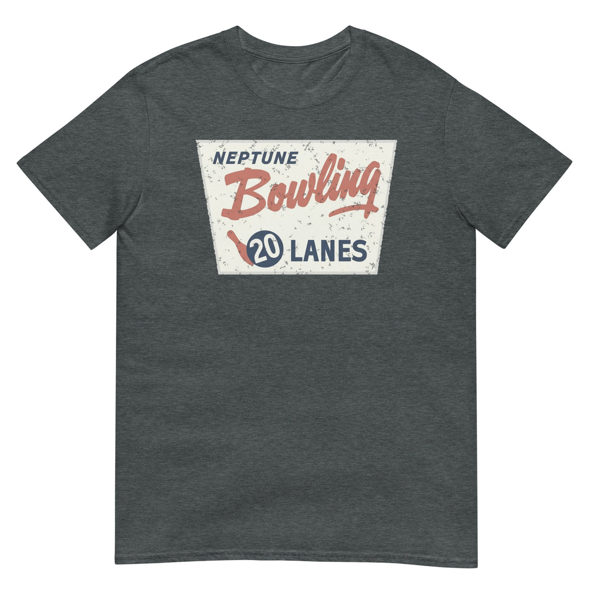 Neptune Bowling 20 Lanes Neptune NJ vintage t-shirt, Dark Heather, front