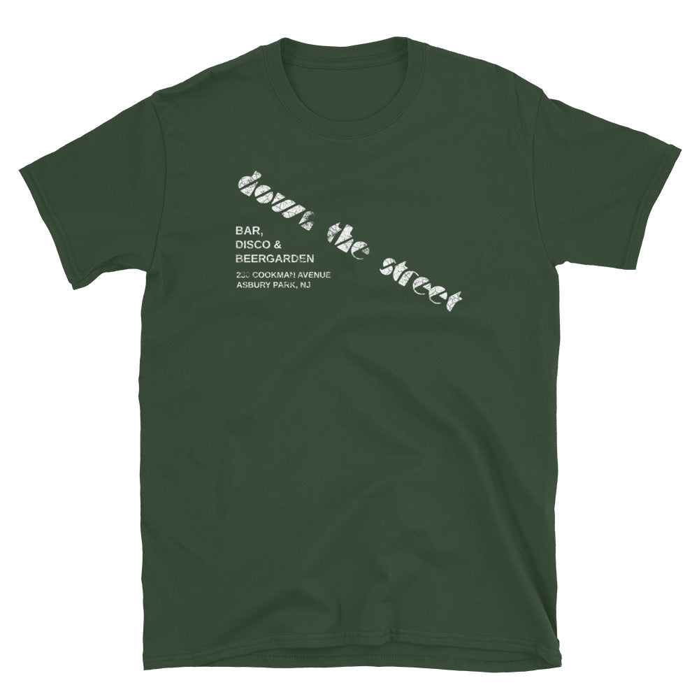 Down the Street Asbury Park NJ vintage t-shirt, Forest Green, front
