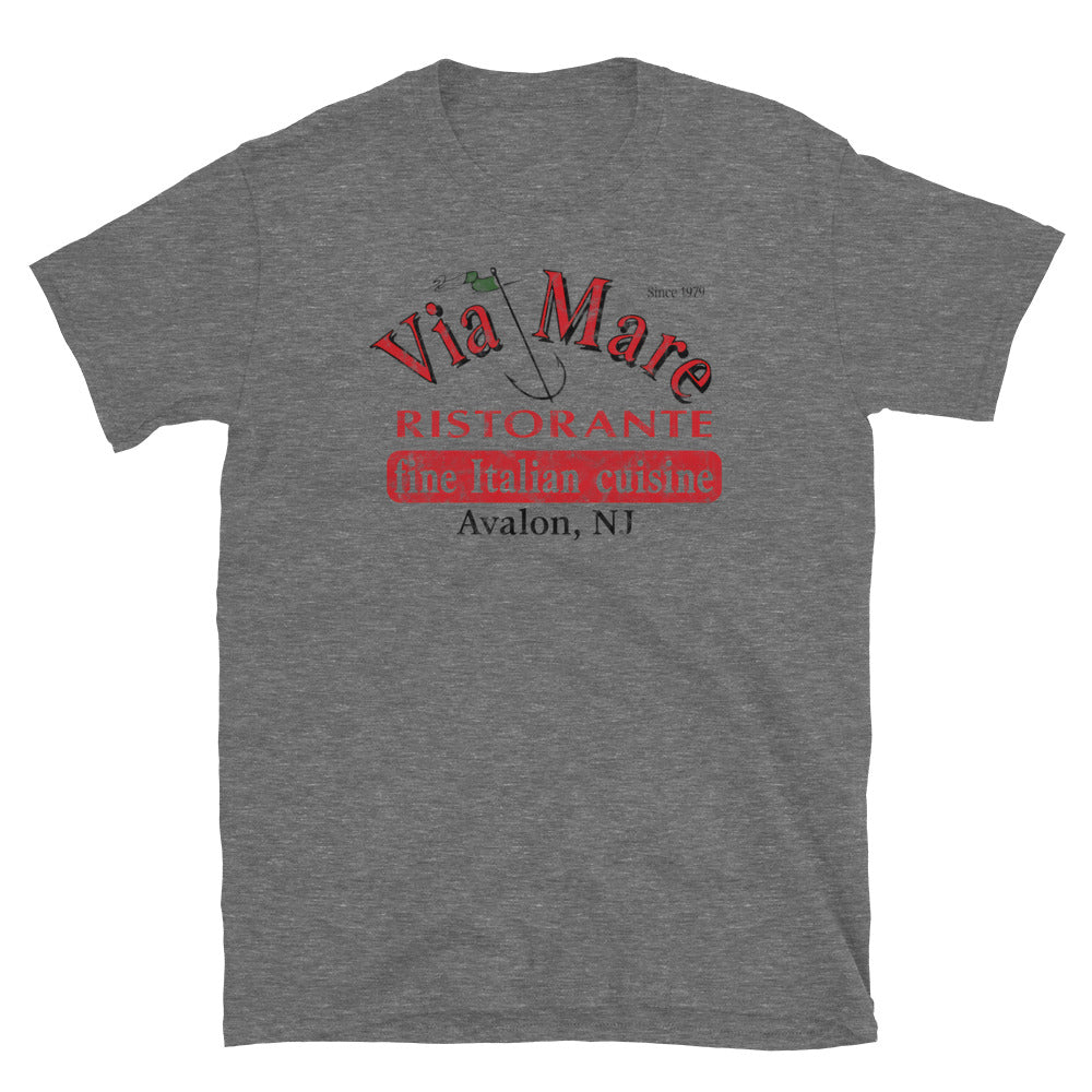 Via Mare Ristorante - AVALON - Short-Sleeve Unisex T-Shirt Graphite Heather