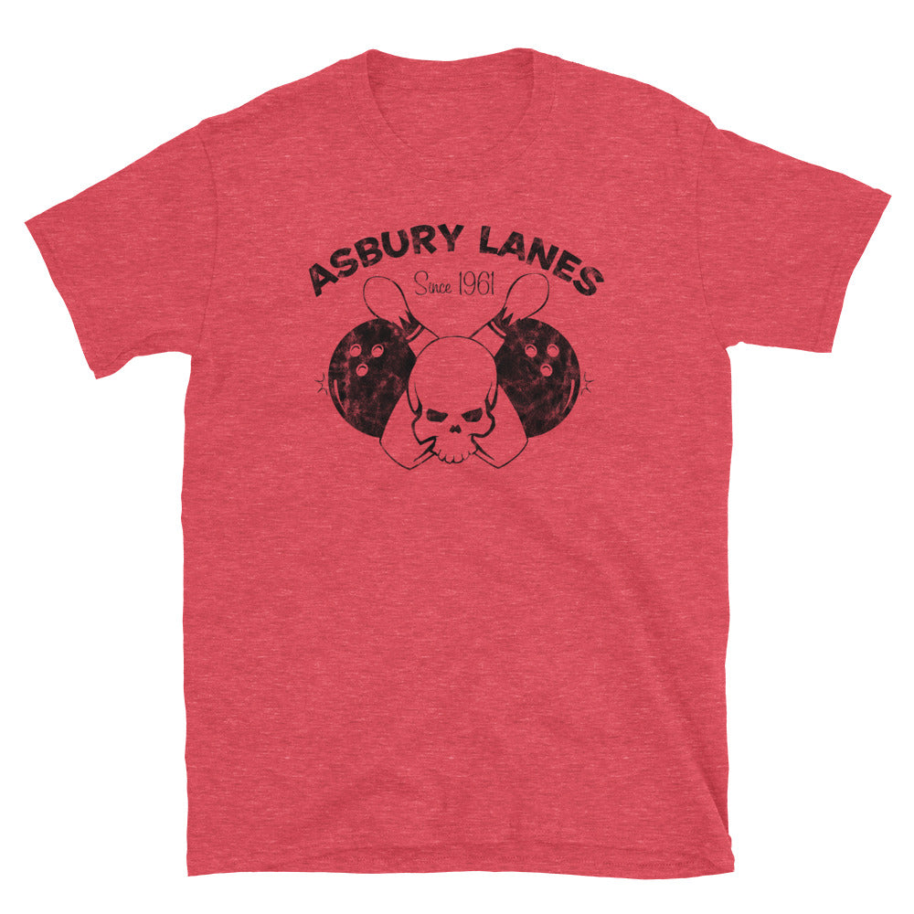 Asbury Lanes (Black) - ASBURY PARK - Short-Sleeve Unisex T-Shirt Heather Red